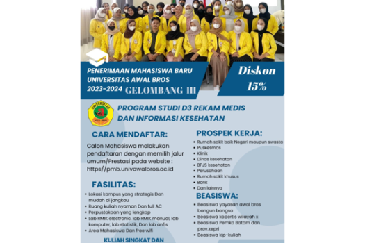 PENERIMAAN MAHASISWA BARU PRODI REKAM MEDIS DAN INFORMASI KESEHATAN TA 2023/2024 GELOMBANG III